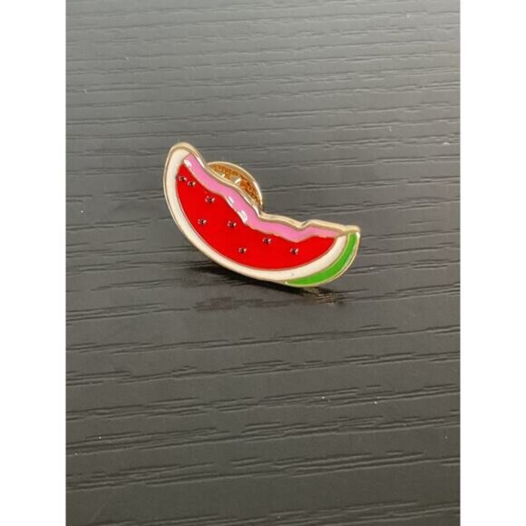 Watermelon Slice Enamel Lapel Pin With Gold-Tone Backing - Picture 1 of 3